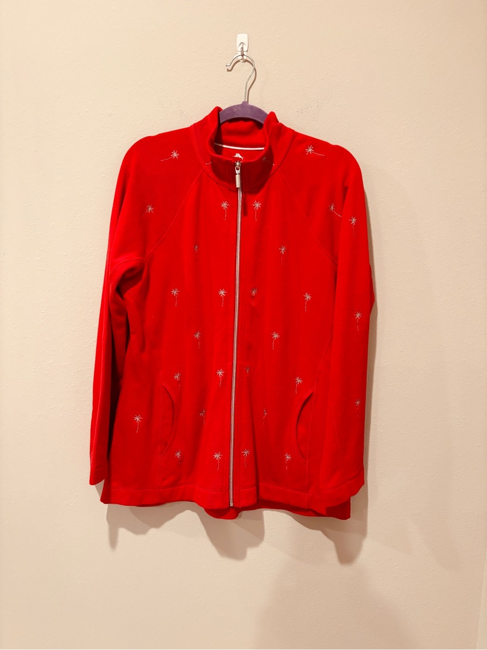 Tommy Bahama Red Zip-Front Jacket Summer Casual Spring Classic Outdoor Comfy